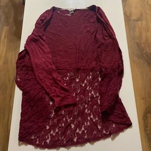 Red lace cardigan